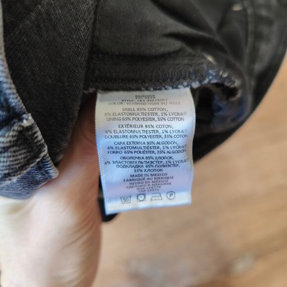 Re/Done Originals 70s Straight Jeans Womens 25‎ Washed Noir Knee Rip Black - Picture 10 of 16